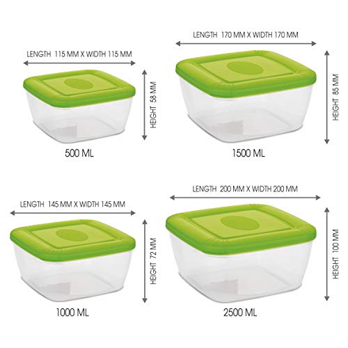 Image of Asian Plastowares Plastic Flora Container, 500ml, 1 Litre, 1.5 Litre, 2.5 Litre, Set of 4, Green