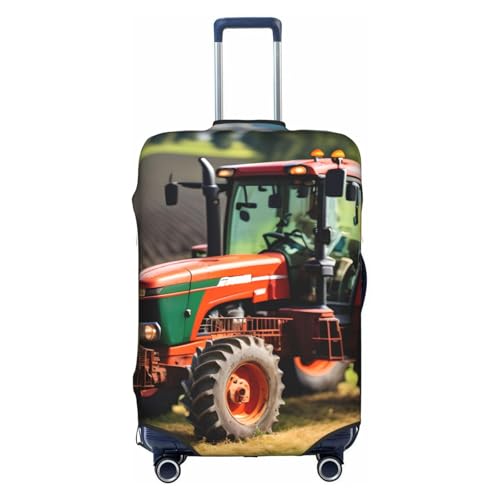 Housse élastique pour bagage grand format au motif tracteur blanc