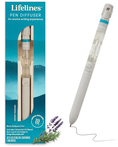 Lifelines Pen Diffuser Crisp Mountain Air - 1mm Black Ballpoint Pen with Scented Essential Oil Blends Aromatherapy Diffuser & Sensory Immersion Diffuse Aroma As You Write