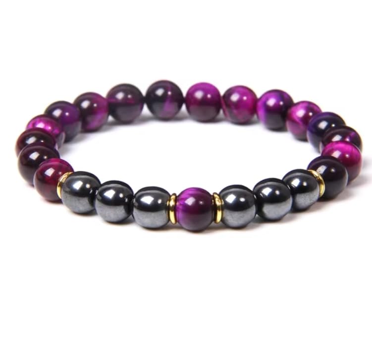 Bracelet œil de tigre bleu et hématite, le cadeau idéal pour femme de 21cm