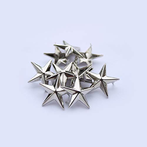 Trimming Shop 50 Pieces Star-Shaped Studs With Spikes - Hand Pressed Nail Head Rivets 10Mm Silver #TOP3