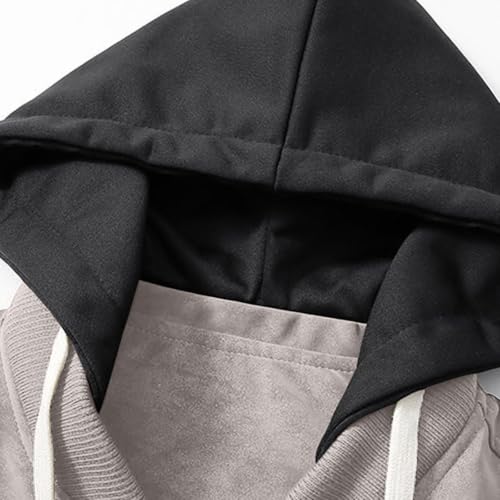 fartey Faux Leather Jacket Men Hooded Full Zip Bomber Sleeve Pocket Coats - image 2