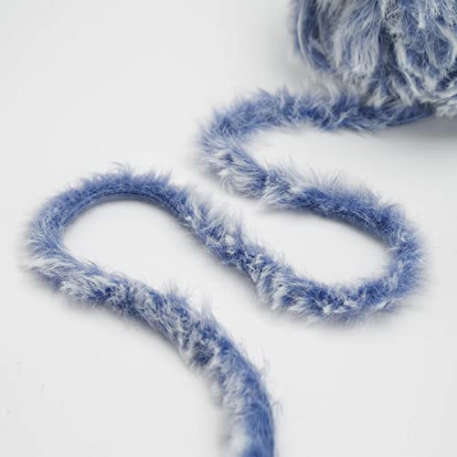 Pretty Jolly 4 Balls Faux Fur Yarn Super Soft Chunky Yarn Fluffy Yarn for Crochet Knitting Eyelash Yarn Polyester Yarn(Blue) - Image 4