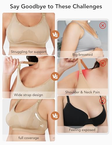 Image of HOFISH Womens Seamless Maternity Sleep Bras Breastfeeding Everyday Bra 3 Pack