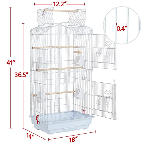 Yaheetech 41'' H Open Top Metal Bird Cage Parrot Cage for Parakeet Cockatiels Budgies, White by Yaheetech - Image 3
