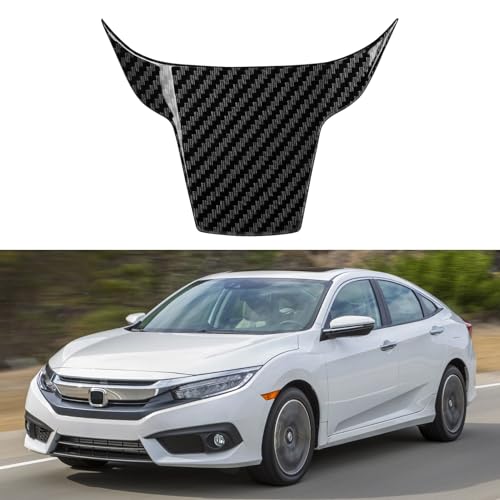 Image of Steering Wheel Decal for Honda Civic 2016 2017 2018 2019 2020 2021 Accessories ABS Carbon Fiber Interior Stickers