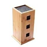 Universal Bamboo Knife Block, HANZIUP Slotless Wood Knives Holder Storage Stand, Kitchen Knives Organizer, with New Design Stylish, Dishwasher Safe, Removable Bristles - For Home Kitchen or Restaurant