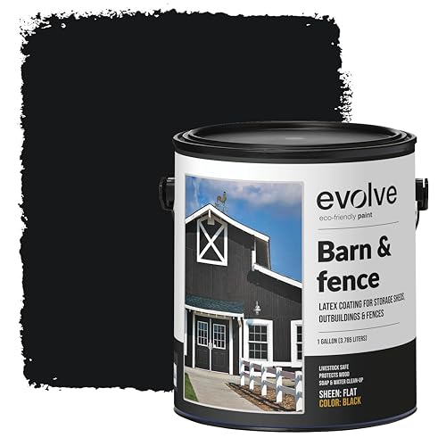 EVOLVE Barn & Fence: Swift Shield High Durability and Scratch-Resistant Paint for Storage Sheds, Outbuildings, and Fences (1 Gallon, Black)