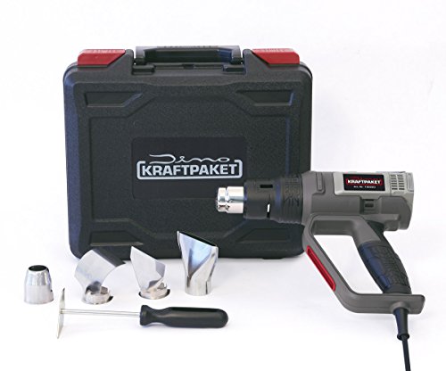 Dino KRAFTPAKET DIY Pistola de Aire Caliente 2000W (10 (3+7) ajustes de Temperatura: 50-600°C, Aire: 250-500L/min) Pistola de Calor con maletin de plastico, Accesorios, DIY