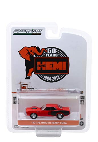 1971 Plymouth HEMI Barracuda Red with Black Stripes 426 HEMI 50 Years (1964-2014) 1/64 Diecast Model Car by Greenlight 28000 E