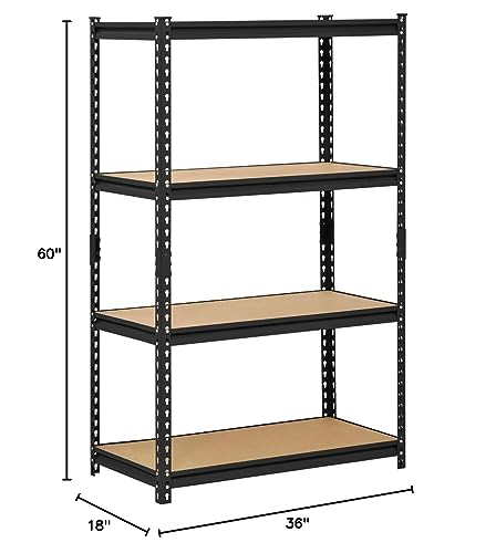 edsal ur-364blk heavy duty steel industrial shelving 3200 lbs capacity 3634 width x 6034 height x 1834 depth black
