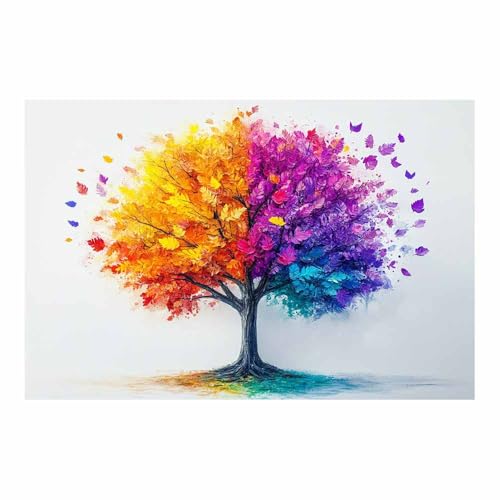 Arbre de vie decoration murale violette grand format 80x120cm moderne