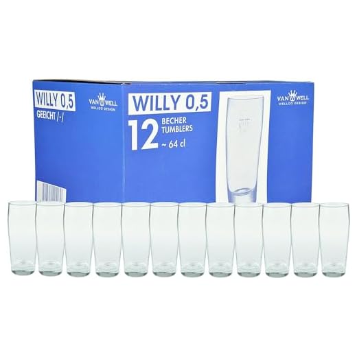 Van Well Willibecher 0,5l 12er Set - Premium Biergläser 0,5 Liter - Robust, Spülmaschinengeeignet, Geeicht - Pint Gläser in Gastronomiequalität
