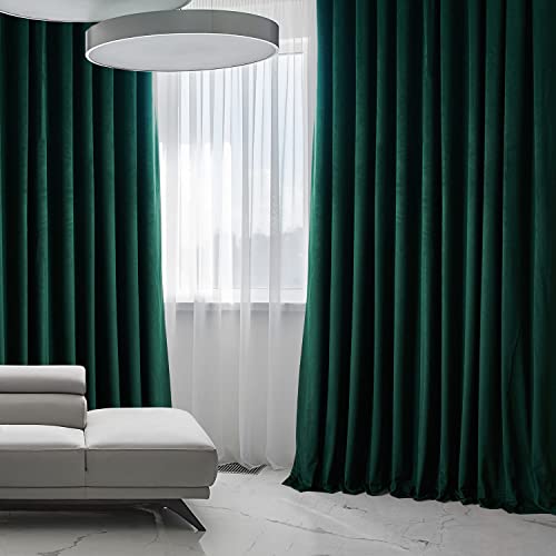 Image of HPD Half Price Drapes Signature Plush Extra Wide Velvet Blackout Curtains for Bedroom (1 Panel),100W X 108L Hotel Black Out Curtains for Living Room, Thermal Insulated Blackout Curtains, Spirit Green