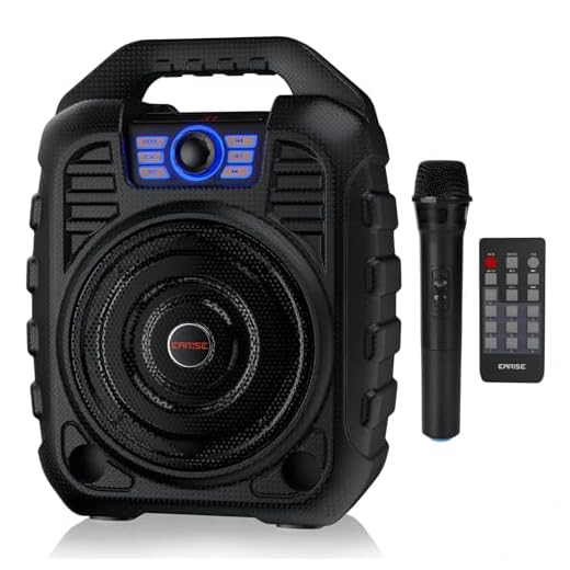 EARISE T26 Enceinte Bluetooth portable avec microphone sans fil rechargeable avec radio FM, fonction d'enregistrement, télécommande, support carte TF/USB