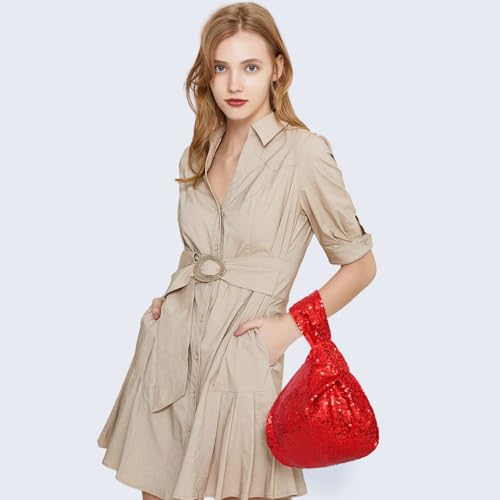 Image of Eternal Beauty Sequin Wristlet Bag, Reinforced Sparkly Evening Clutch for Wedding Guest, Cruise & Prom Mini Purse