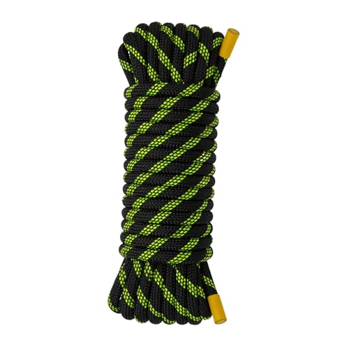 YIUBCZOQI Cuerda de Escalada 10mm Cuerda Estática de 20m para Rescate de Alturas Cuerda de Paracaídas Senderismo Exterior Montañismo Deporte Camping Alta UIAA Fluorescente Negro