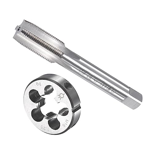 CoCud Macho y Troquel Juego, M16 x 1.25 Rosca, Métrica Alta Velocidad Acero Máquina Rosca Macho y Tornillo y Ronda Madera Herramienta Kit para Roscado Reparación, 1 Juego