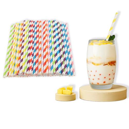 Molain 150 Stück Strohhalme Papier, Bunte Papiertrinkhalme Trinkhalme Papier Biologisch Abbaubare 10 Farben Trinkhalme Strohhalm für Weihnachten, Feier Parteien, Hochzeit, Cocktail