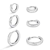 Gold Hoop Earrings Sets Women: 3 Pairs Sterling Silver Small Huggie Cartilage Hoops Hypoallergenic J