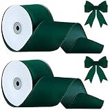 Lyrow Christmas Velvet Ribbon 2.5 Inches Christmas Velvet Satin Ribbon Vintage Wide Wired Edge Wrapp