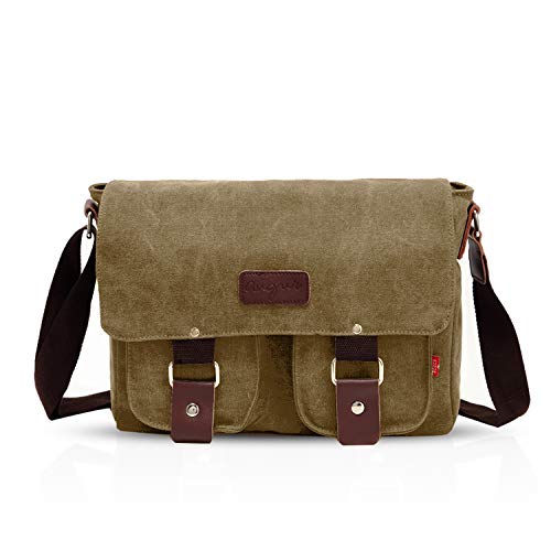 Sac bandoulière 14 pouces rétro en toile marron pour ordinateur portable
