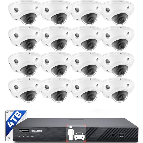 Image of ONWOTE 12MP NVR 16 Channel Security Camera System, 16x 4K 8MP Vandal Proof Audio PoE IP Cameras, Smart Color Night Vision, 16CH Commercial NVR 4TB, 16x Cables(Total 1280ft), Outdoor CCTV for Business