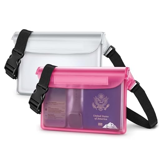 HEETA 2-Pack Waterproof Pouch with Waist Strap, Transparent Screen Touchable Dry Bag with Adjustable Belt for Phone Valuables for Swimming Snorkeling Boating Fishing Kayaking (White & Pink, L)