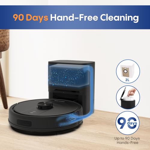 Image of Bagotte Robot Vacuum and Mop Combo with LiDAR Navigation, Self-Emptying Robotic Vacuums Cleaner with 6000Pa Super Power, Mapping, 90 Days Hands-Free, Fast Home Mapping for Pet Hair, Hard Floors