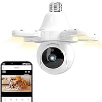 Câmera Segurança IP Lâmpada - 360° Full HD WiFi Inteligente 1080p com Visão Noturna Infravermelho Câmeras, Detecção de Movimento, Áudio Bidirecional, para garagens, corredores, lojas, armazéns