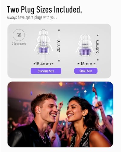 Image of Hearprotek Concert Ear Plugs, 2Pairs Reusable high Fidelity Musician Ear Plugs for Concerts Loud Music-Noise Reduction Ear Protection earplugs for Rave,Festival,Music,Tinnitus Relief