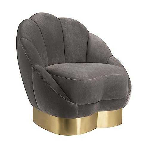TOV Furniture Bloom Modern Glam Living Room Fabric Accent Chair, 32", Light Grey