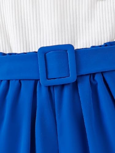 Image of Bold N Elegant Girls Uptown One Shoulder Top and Shorts with Belt and Hat Trendy 4 Piece Coords Set for 3 to 7 Year Girls Party Dress Outfit