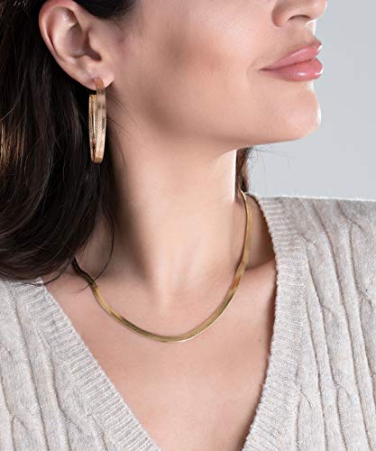 Barzel 18K Gold Plated Herringbone Chain Necklace 4MM Wide3