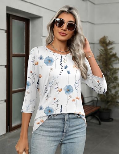 zeagoo women39s casual 34 sleeve t-shirts round neck cute tunic tops basic tees blouses business work tee top