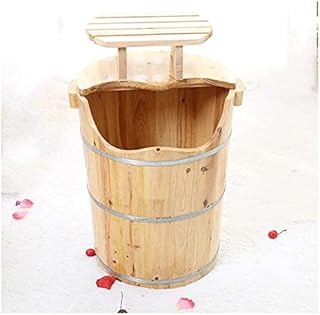 Barril de madeira para pés Spa Bacia de madeira para pés Banho de pés doméstico Spa para pés Banheira de madeira Barril para lavagem de pés de 50 cm Ponto de acupuntura Massagem Pedicure Balde para
