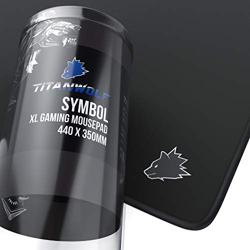 TITANWOLF - XXL Speed Gaming Mauspad Titanwolf Schwarz 440 x 350mm - XXL Mousepad - Tischunterlage Large Size - verbessert Präzision und Geschwindigkeit