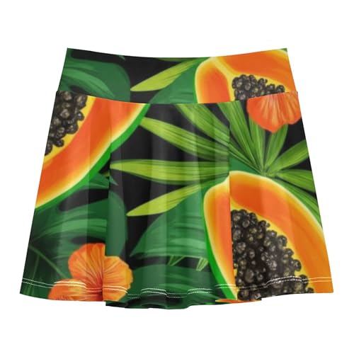 Tennis Skirts for Kids Halved Papaya Fruits Black Seeds Athletic Shorts for Girls Skorts Floral Cheer Skirt 4t