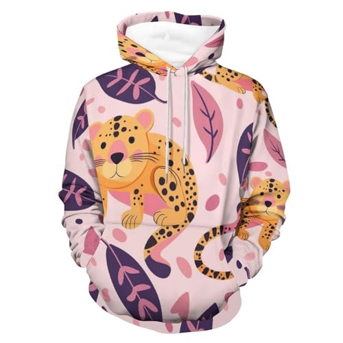 Sweat à capuche léopard cartoon pour homme et femme en taille S