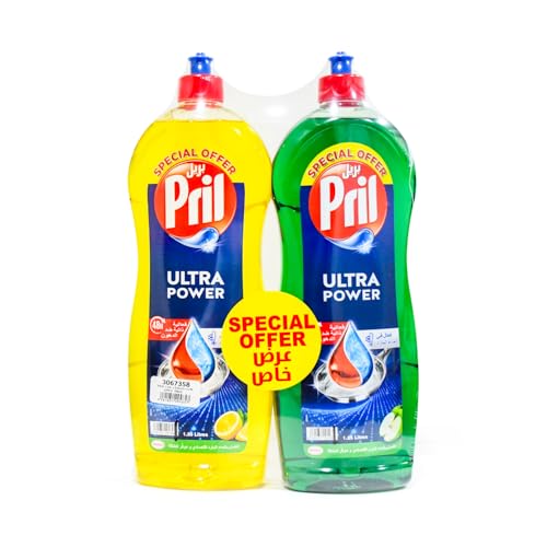 Pril Ultra Power Dish Washing Liquid Lemon 1.25 Litres + Apple 1.25 Litres