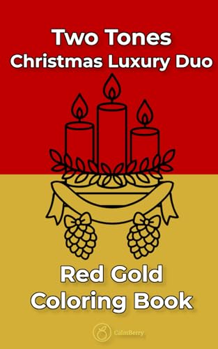 Christmas Luxury Duo – Two Tones Coloring Book: 40 Simple Red Gold Illustrations for Easy Festive Creativity, Pocket-Friendly Pages, Mindfulness for Adults image 2