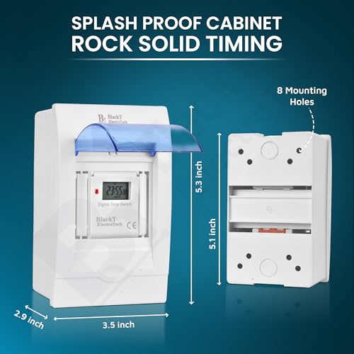 Image of Blackt Electrotech (BT41D): 16 /240V AC Programmable Daily /Weekly Digital LCD Display Control Counter /Time Timer Relay Switch: DIN Rail Type (Warranty 12 Months) (with Cabinet)