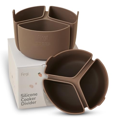 Firgi Silicone Rice Cooker Divider, Triple Slow Cooker Liner for Instant Pot 6 Quart & Rice Cooker 3 Cups (Uncooked), Food-Grade Silicone Dividers, Cook 3 Meals at Once, Reusable & Dishwasher-Safe