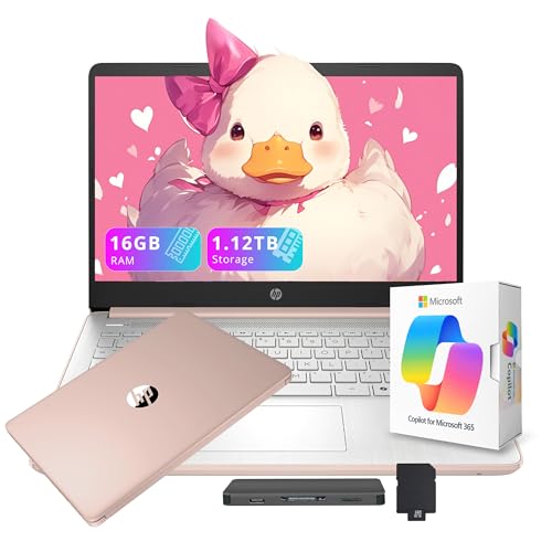 HP Stream Laptop 14" HD Intel N150 16GB RAM 128GB UFS + 1TB miniatura 1