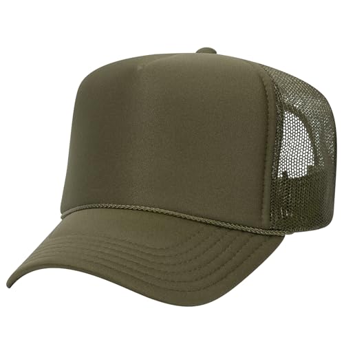 Image of OTTO Polyester Foam Front 5 Panel High Crown Mesh Back Trucker Hats in 97, Bulk, Wholesale