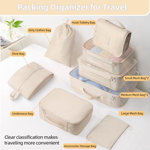 Lucdnc 10 Pcs Set Packing Cubes For Travel Packing Organizers Travel Essentials Luggage Organizer Bags,Expandable Suitcase Organizer Travel Bags Packing Cubes For Suitcases Travel Accessories thumb #2