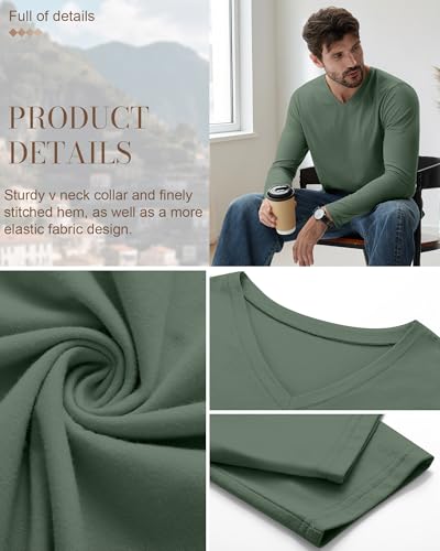 Ficerd 3 Pack Big and Tall Shirts for Men V Neck Cotton Long Sleeve Tee L-7XL Casual Loose Tops Oversized Basic T Shirts4