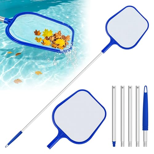 PlsMupn Recogehojas para Piscinas Profesional, 158cm Red de Limpieza de Piscinas, Kits de Skimmer Piscinas con Telescópica para Spas, Natación, Pozos, para Debris,Leaves,Unsectos y Otros Sedimentos