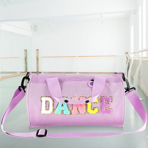 Image of Dance Ballet Bag for Girls Sport Gym Duffle Bags Overnight Travel Bags Fun Dance Workout Duffel Bag Toddler Cute Bag for Dancers, Girls, Teens, Student Athletes (Purple)