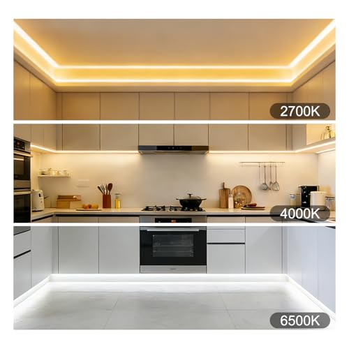 Image of COB LED Strip Lights, CCT Tunable White LED Tape Light 24ft /7.5m, 2700K-6500K, CRI90+, 24V Dimmable LED Strips Kit with Bluetooth APP Control, for Bedroom, Kitchen, DIY Lighting.
